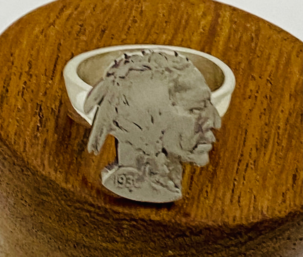Buffalo & Indian Silhouette On Wedding Band Ring