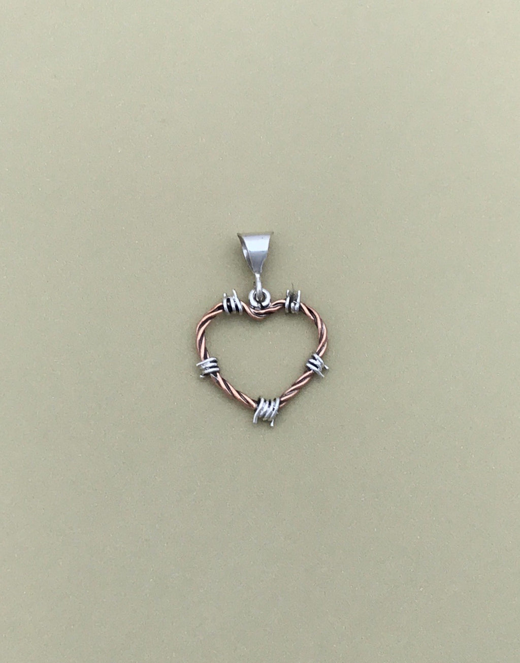 Barbed Wire Heart Pendant in Copper - Mini