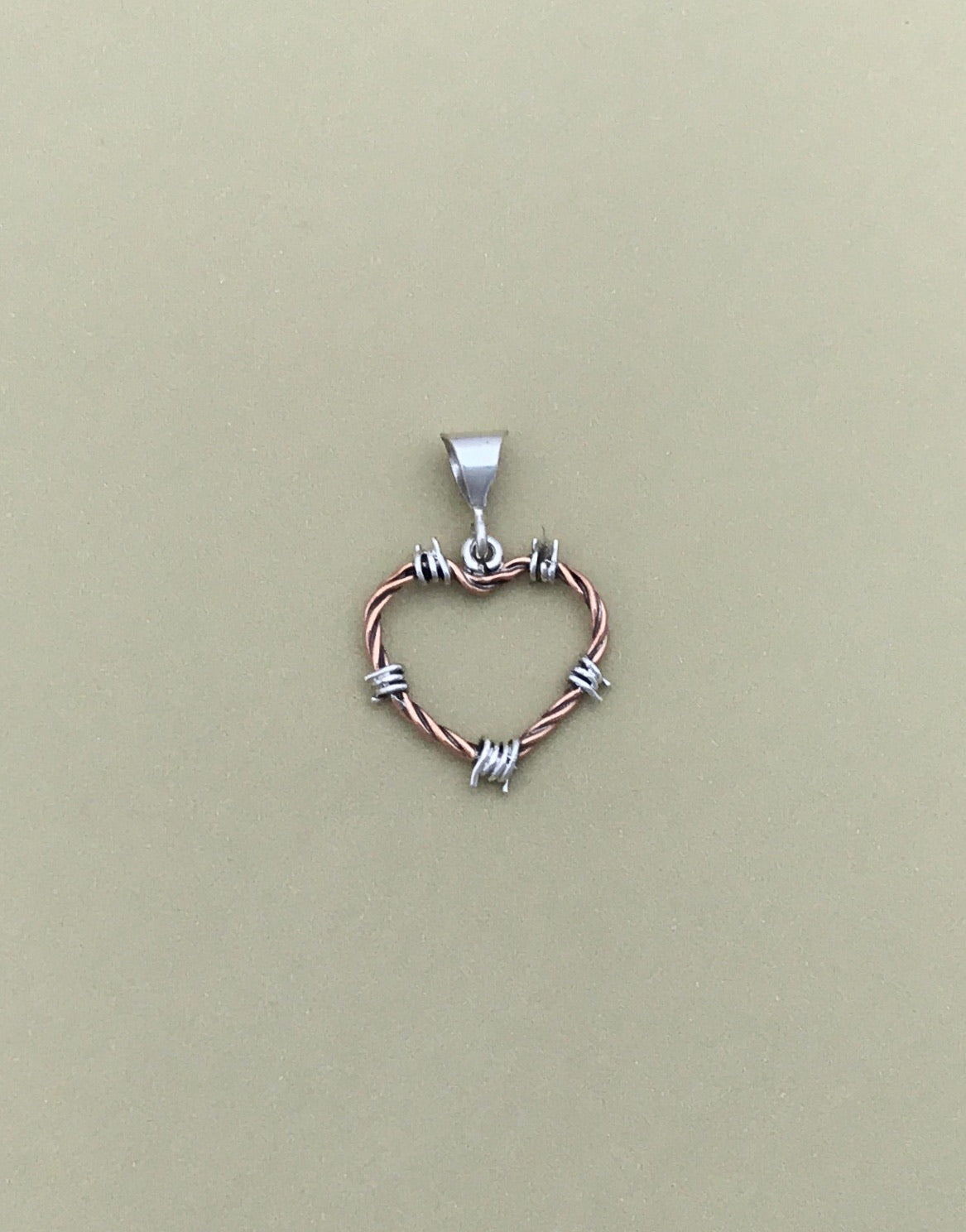 Barbed Wire Heart Pendant in Copper - Mini
