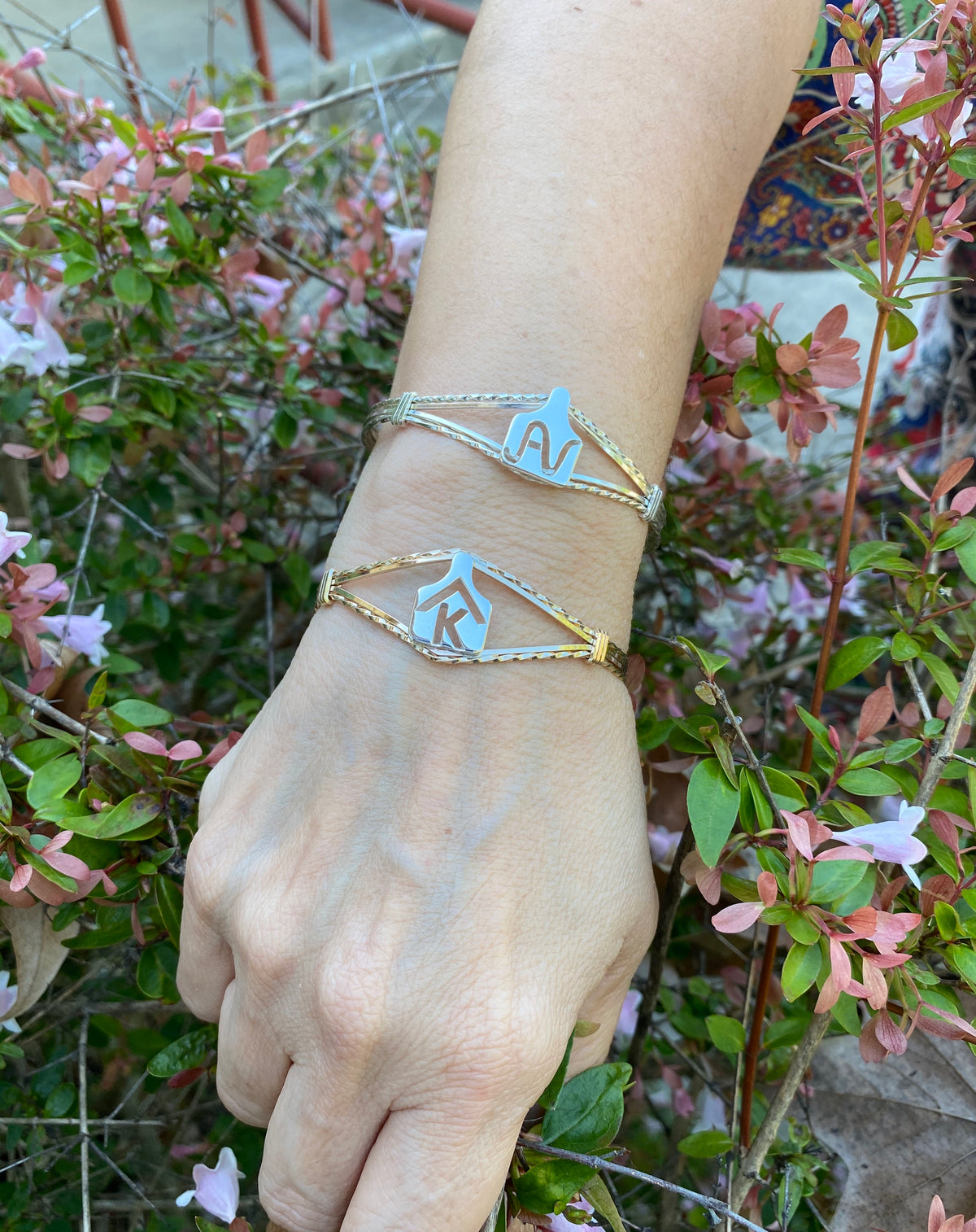 Cattle Brand Ear tag & Wire Bracelet in Sterling Silver