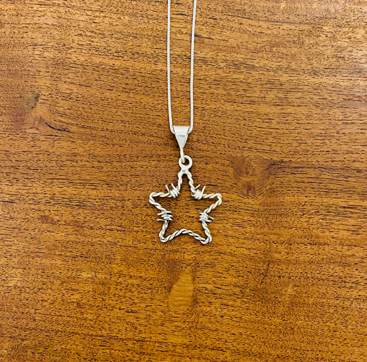 Barbed Wire Star Pendant in Sterling Silver