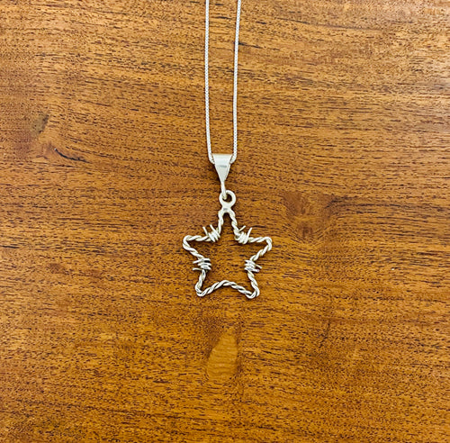 Barbed Wire Star Pendant in Sterling Silver