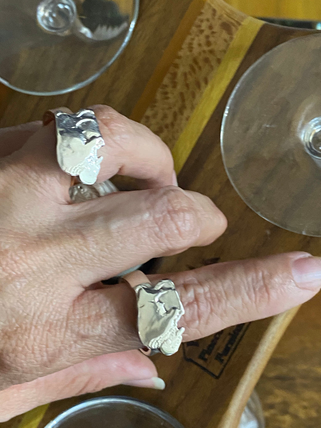 Buffalo & Indian Silhouette On Wedding Band Ring