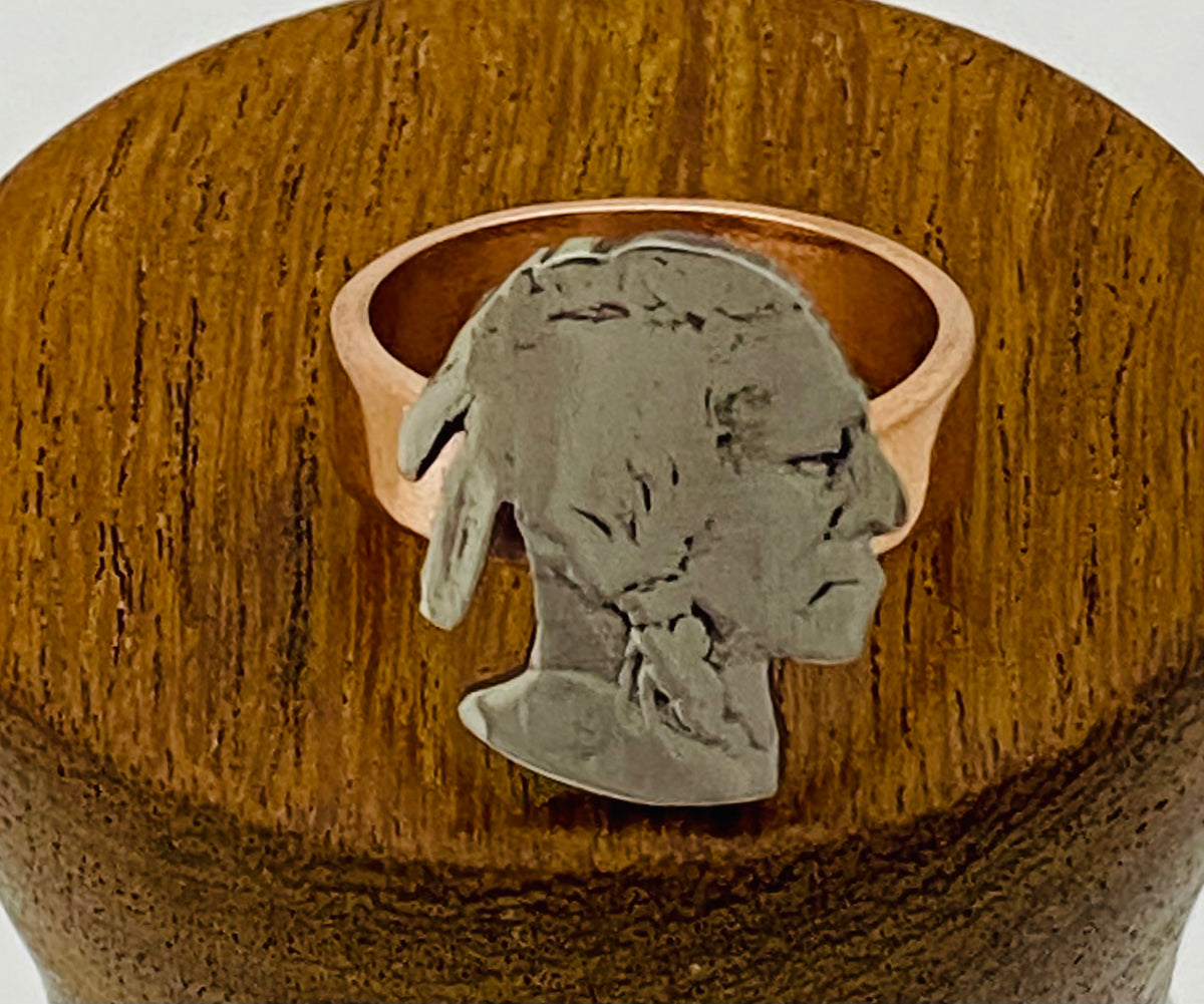 Buffalo & Indian Silhouette On Wedding Band Ring