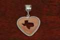 Large Copper Heart with Silver Rope and Silhouette of Texas