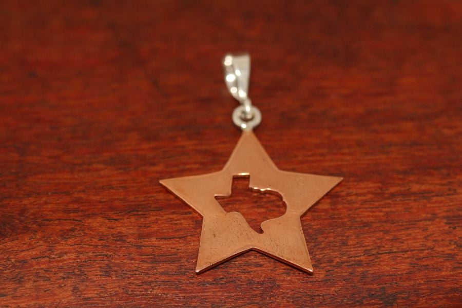 Large Copper Shooting Star with a Texas Map