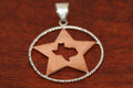 Large Copper Shooting Star with a Texas Map and Sterling Rope Trim