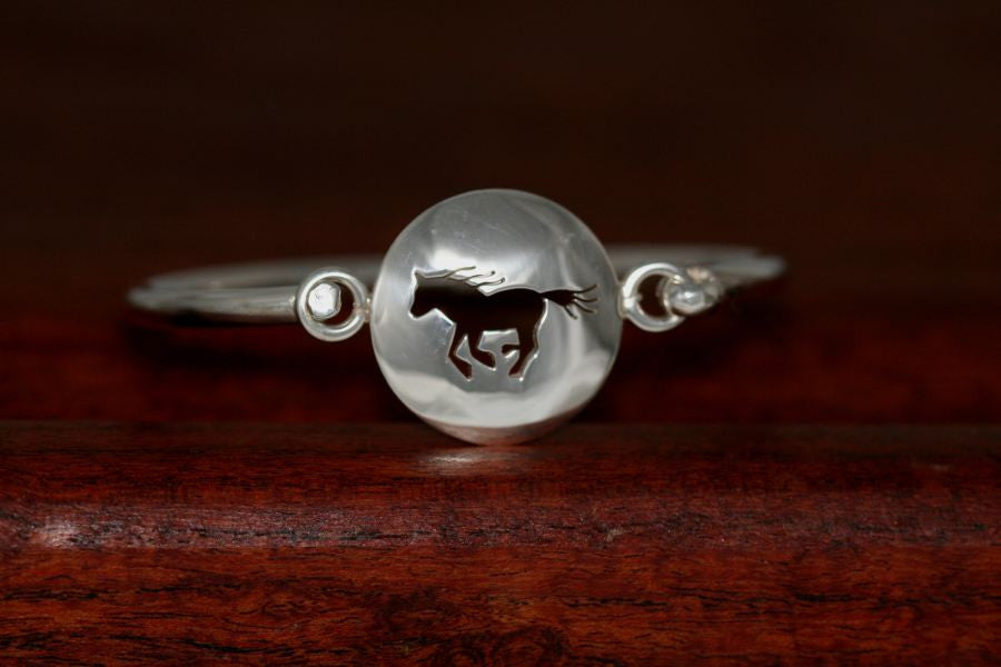 Large Running Horse Disc-Charm on a Bangle Bracelet