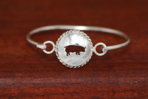 Large Swine Disc with Rope Trim -Charm on a Bangle Bracelet