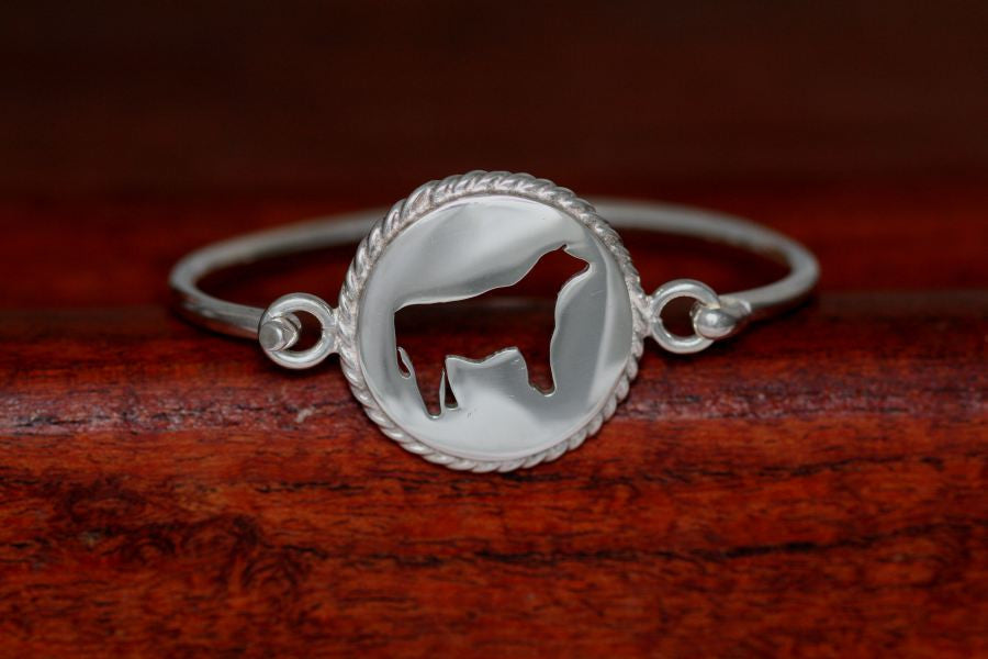 Large Steer Disc with Rope Trim -Charm on a Bangle Bracelet