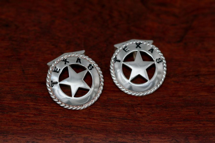 Large Texas Star Cuff Links with Rope Trim