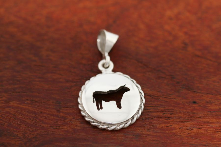 Large Steer Disc with Rope Trim -Pendant