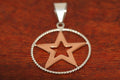 Large Star in Star Pendant  in Copper with Rope Trim in Sterling