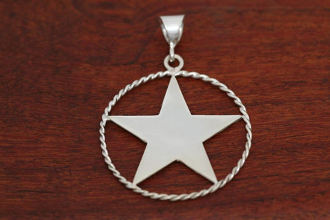 Large Shooting Star Pendant with Rope Trim in Sterling