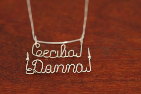 Large Wire Name Pendant-Sterling Silver