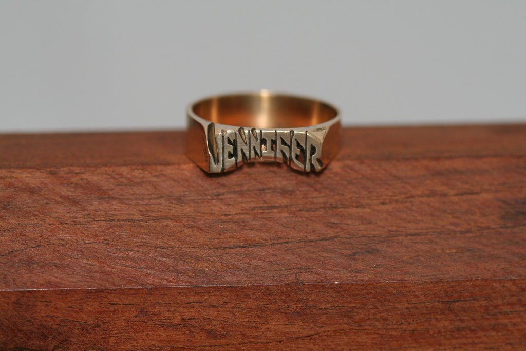 Handcarved Medium Brass Ring