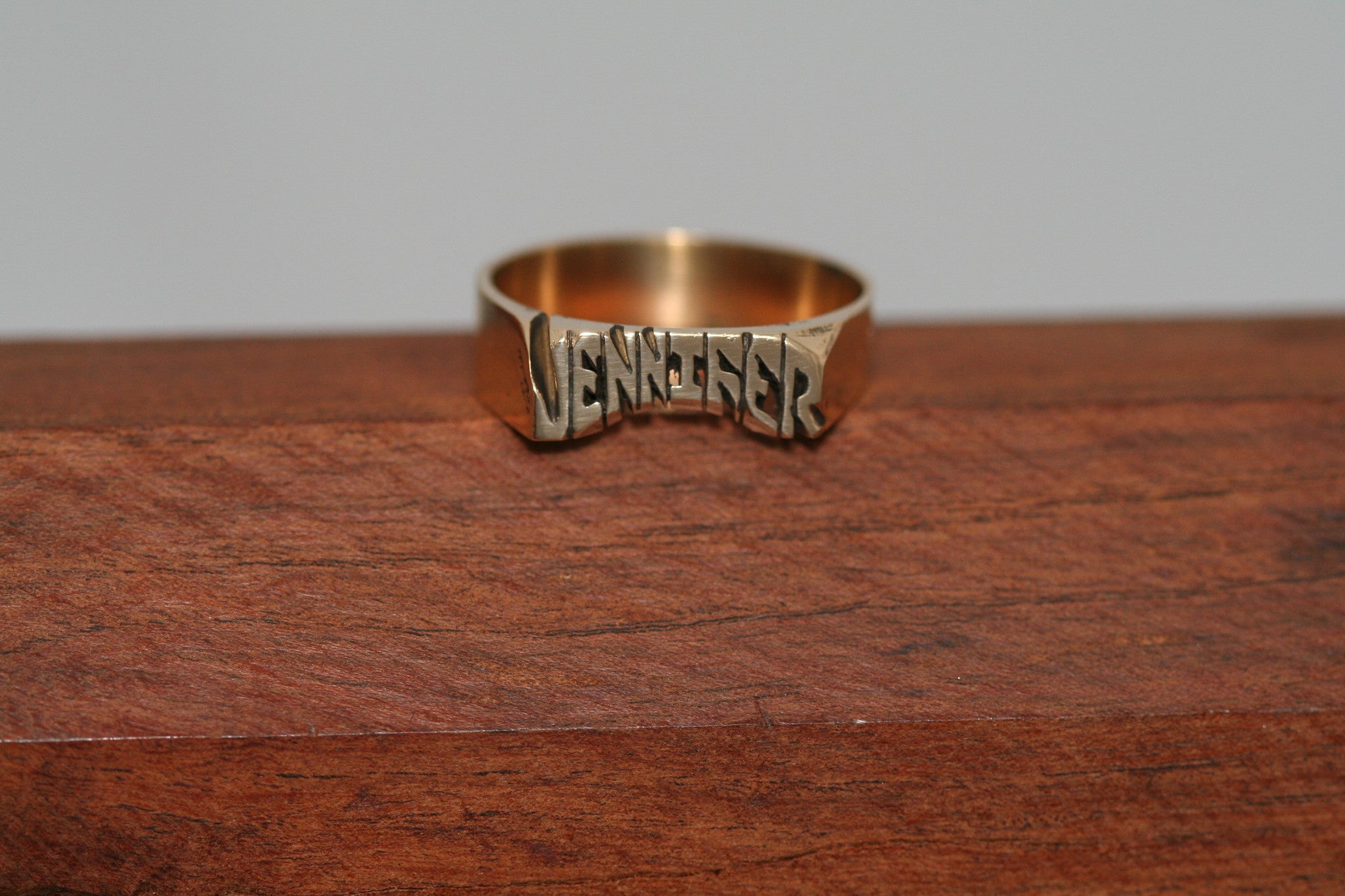 Handcarved Medium Brass Ring