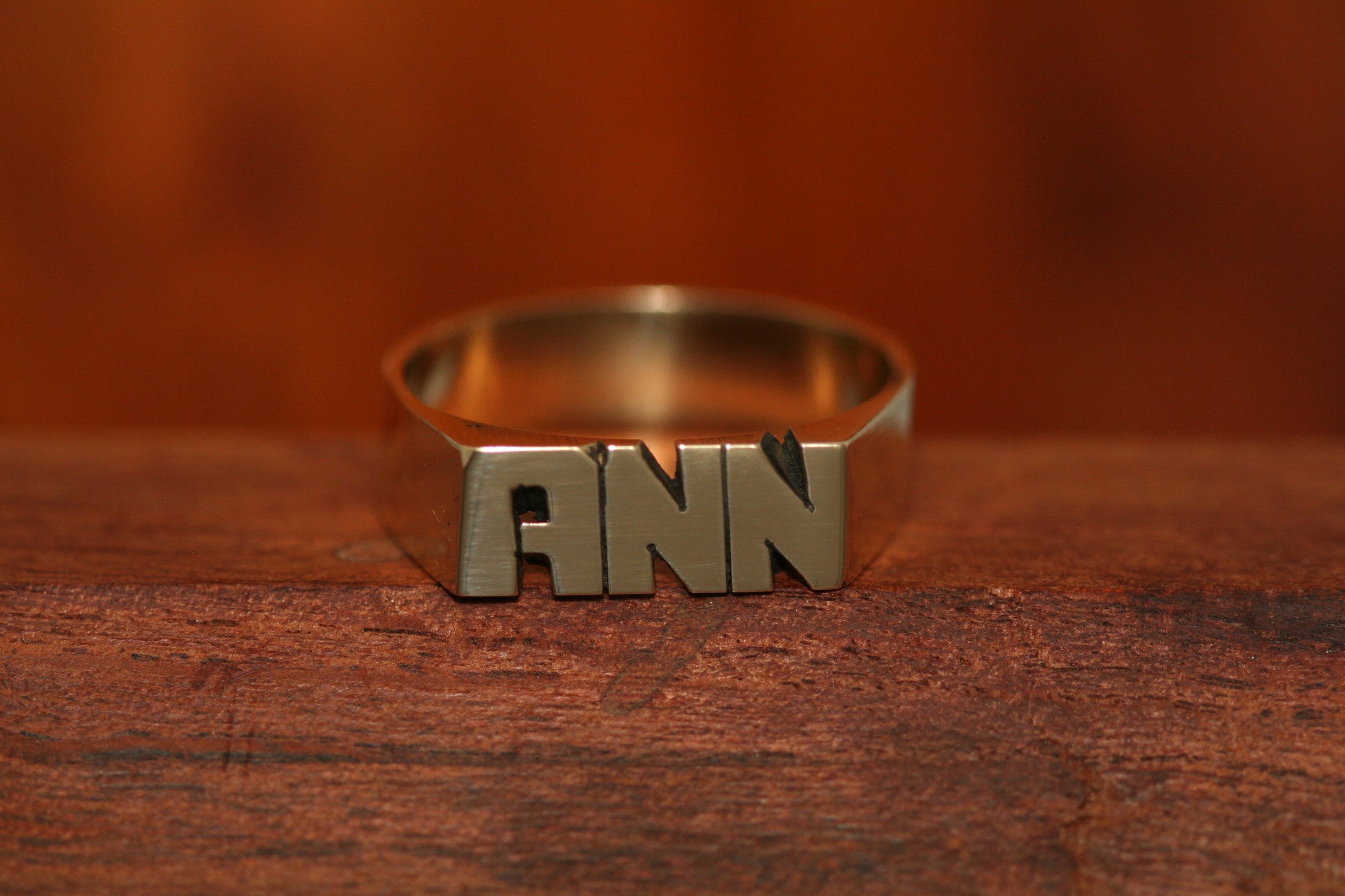 Handcarved Medium Brass Ring