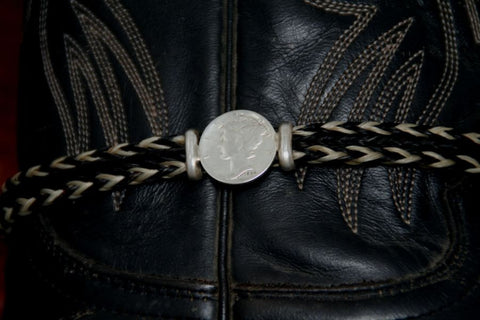 Mercury Dime on a Horsehair Boot Bracelet