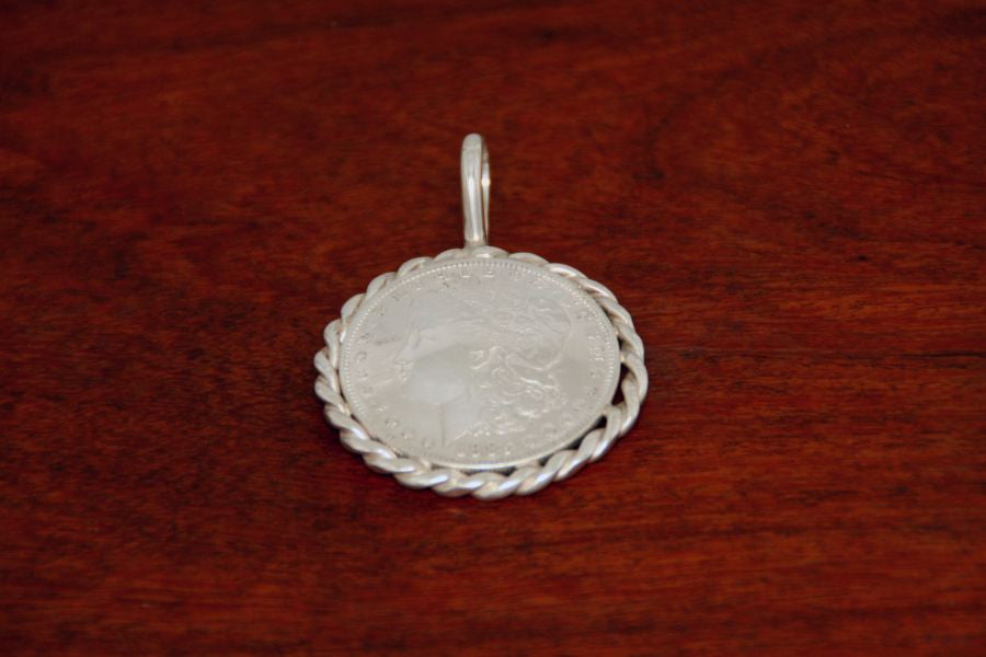 Morgan Silver Dollar Pendant with Rope Trim – Ambriz Jewelry