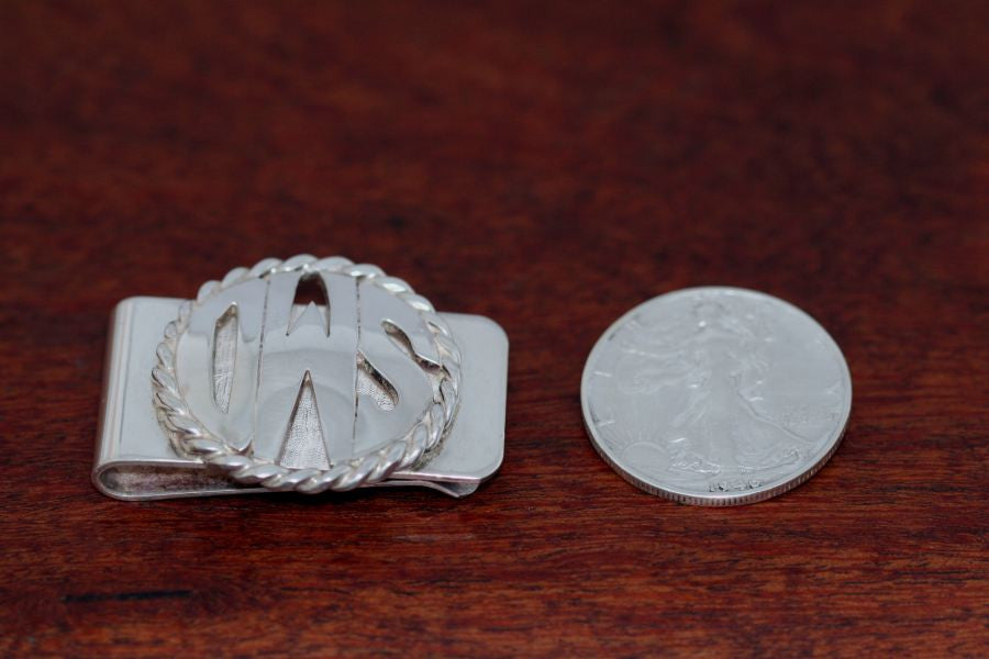 Monogram Money Clip-Extra-Large Disc with Rope Trim