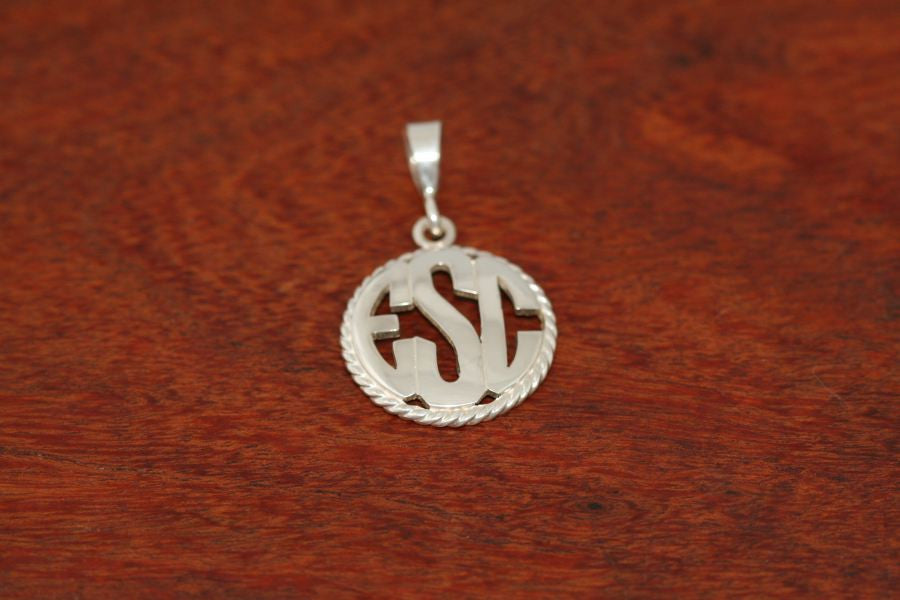 Monogram Pendant - Large Size with a Rope Bezel