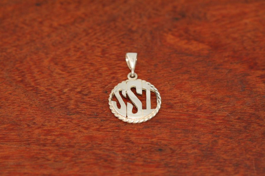 Monogram Pendant - Medium Size with a Rope Bezel