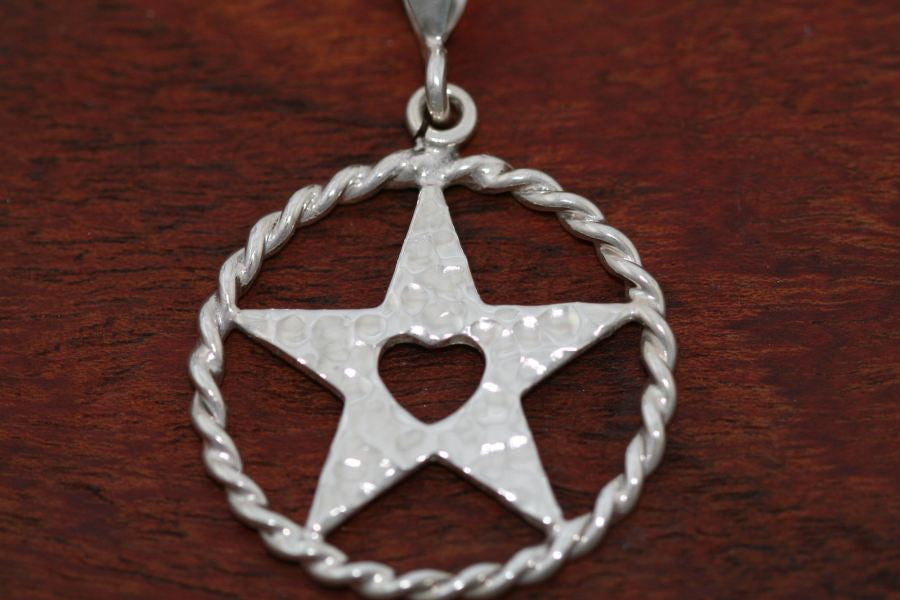 Medium Shooting Star Pendant with Rope Trim in Sterling
