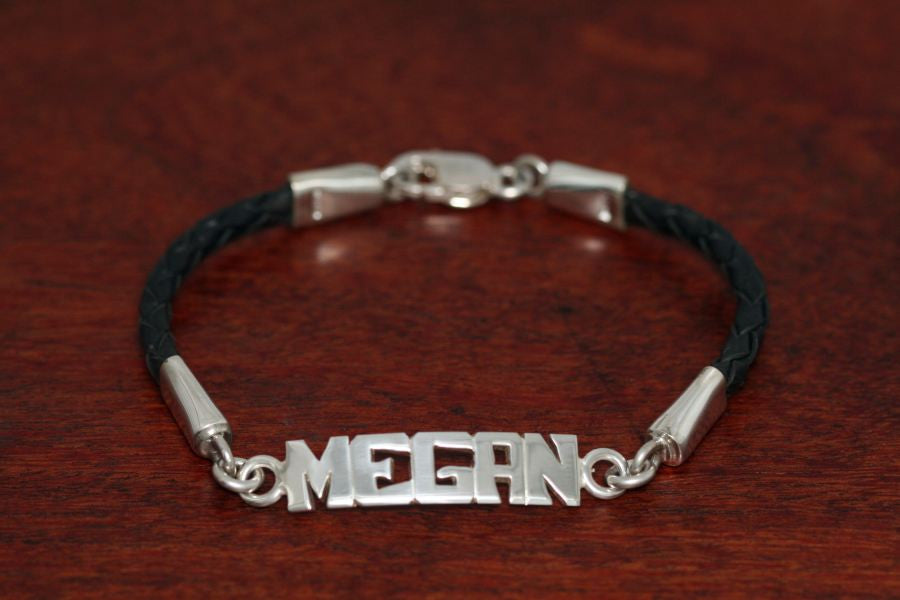 Personalized Leather ID Bracelet-Large