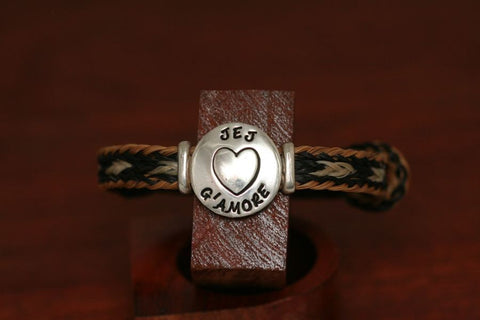 Stamped Disc on a Horsehair Bracelet