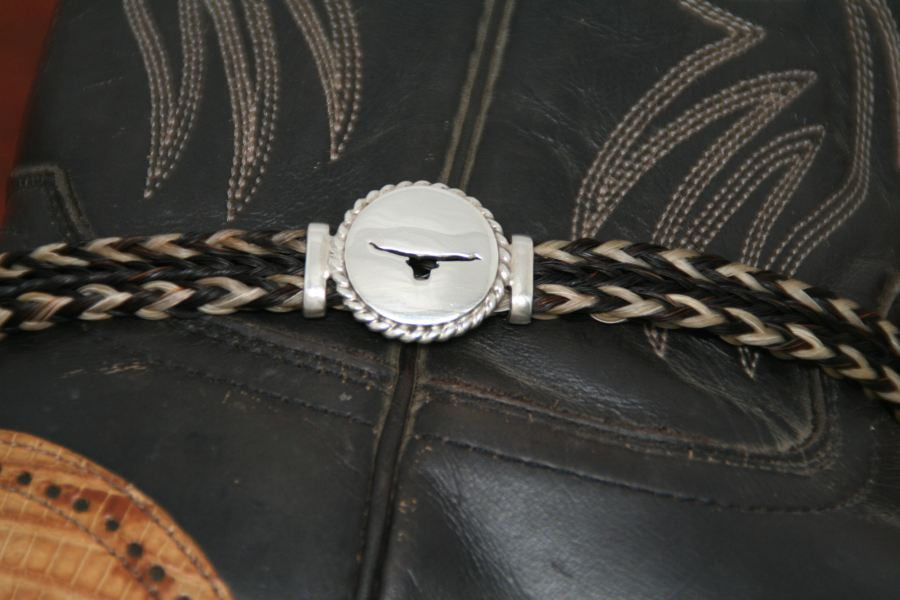 Small Longhorn Disc with Rope Trim -Charm on a Boot Bracelet