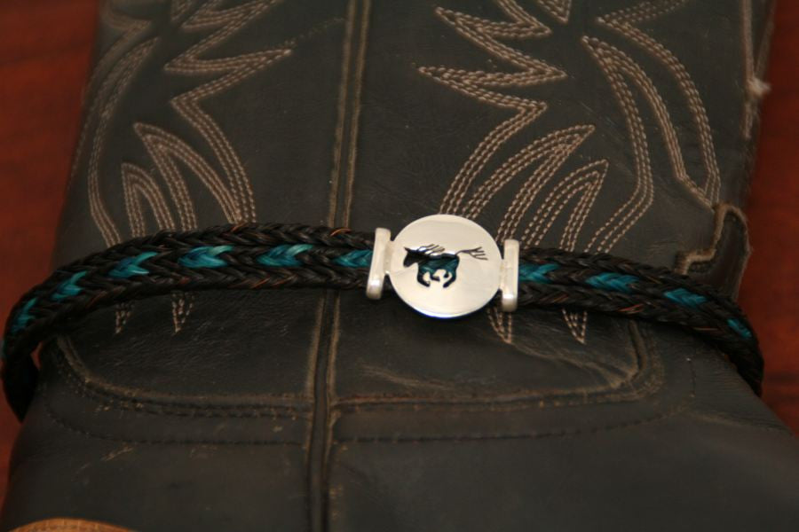 Small Running Horse Disc-Charm on a Boot Bracelet