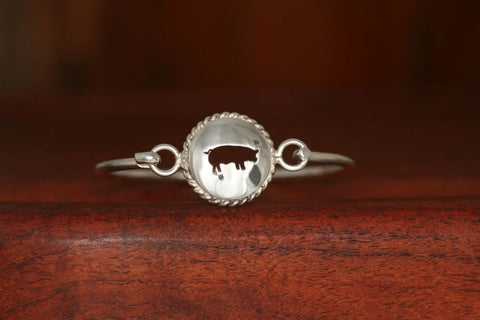 Small Swine Disc with Rope Trim -Charm on a Bangle Bracelet