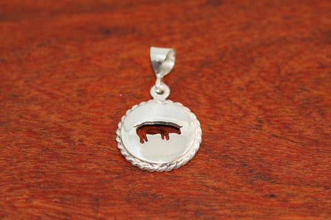 Small Swine Disc with Rope Trim -Pendant