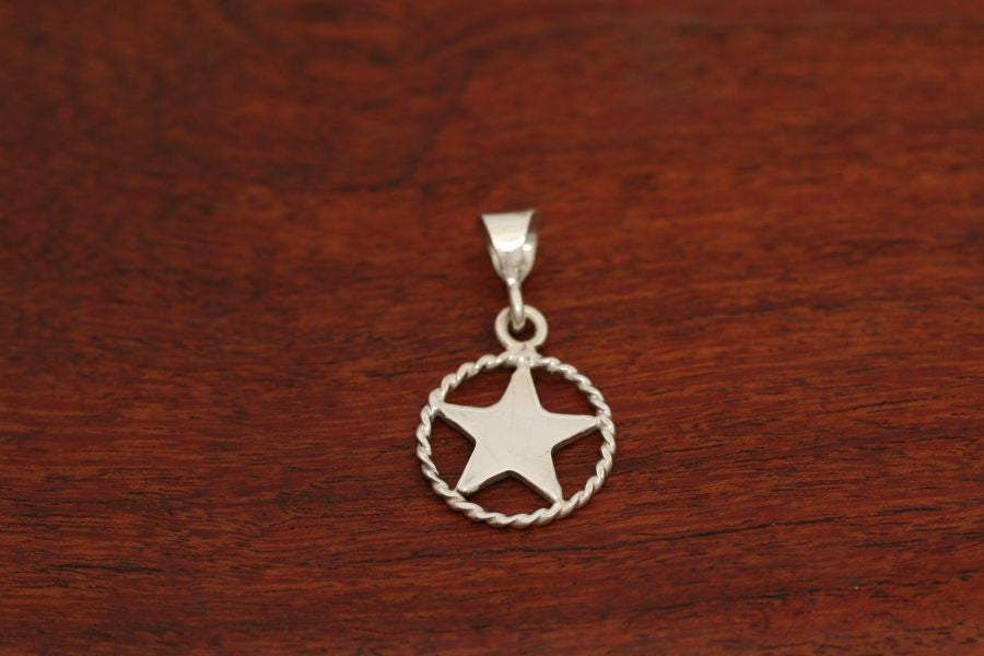 Small Shooting Star Pendant with Rope Trim in Sterling