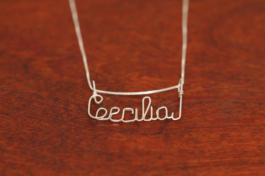 Small Wire Name Pendant-Sterling Silver