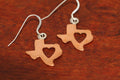 Texas Map with Heart Earrings in Copper-Medium