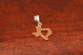 Texas Map with Heart Pendant in Copper-Small