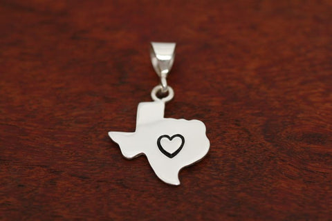 Texas Map Pendant in Sterling-Medium