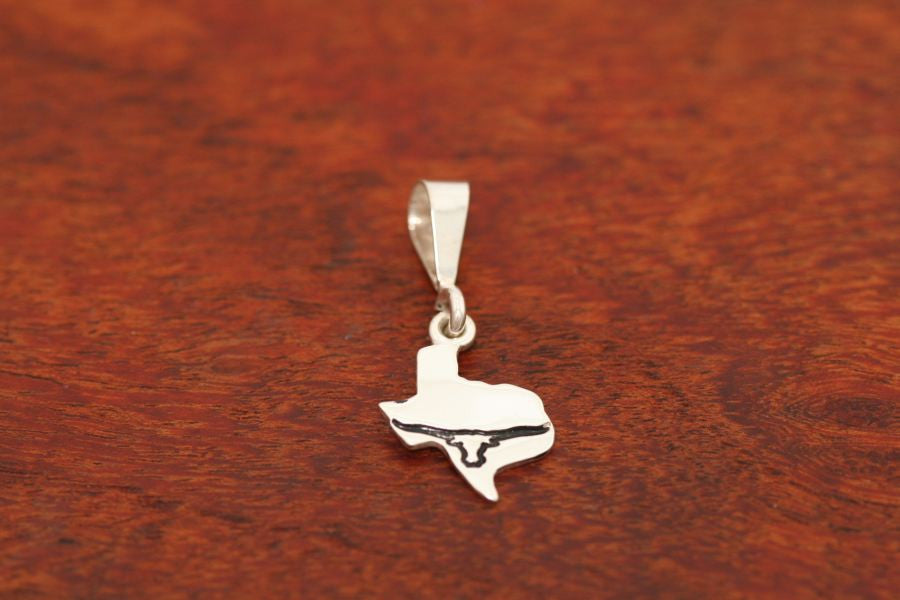 Texas Map Pendant in Sterling-Small