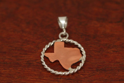 Texas Map in Copper with Sterling Rope Trim -Medium