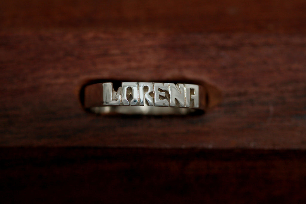 Handcarved Thin Sterling Silver Ring