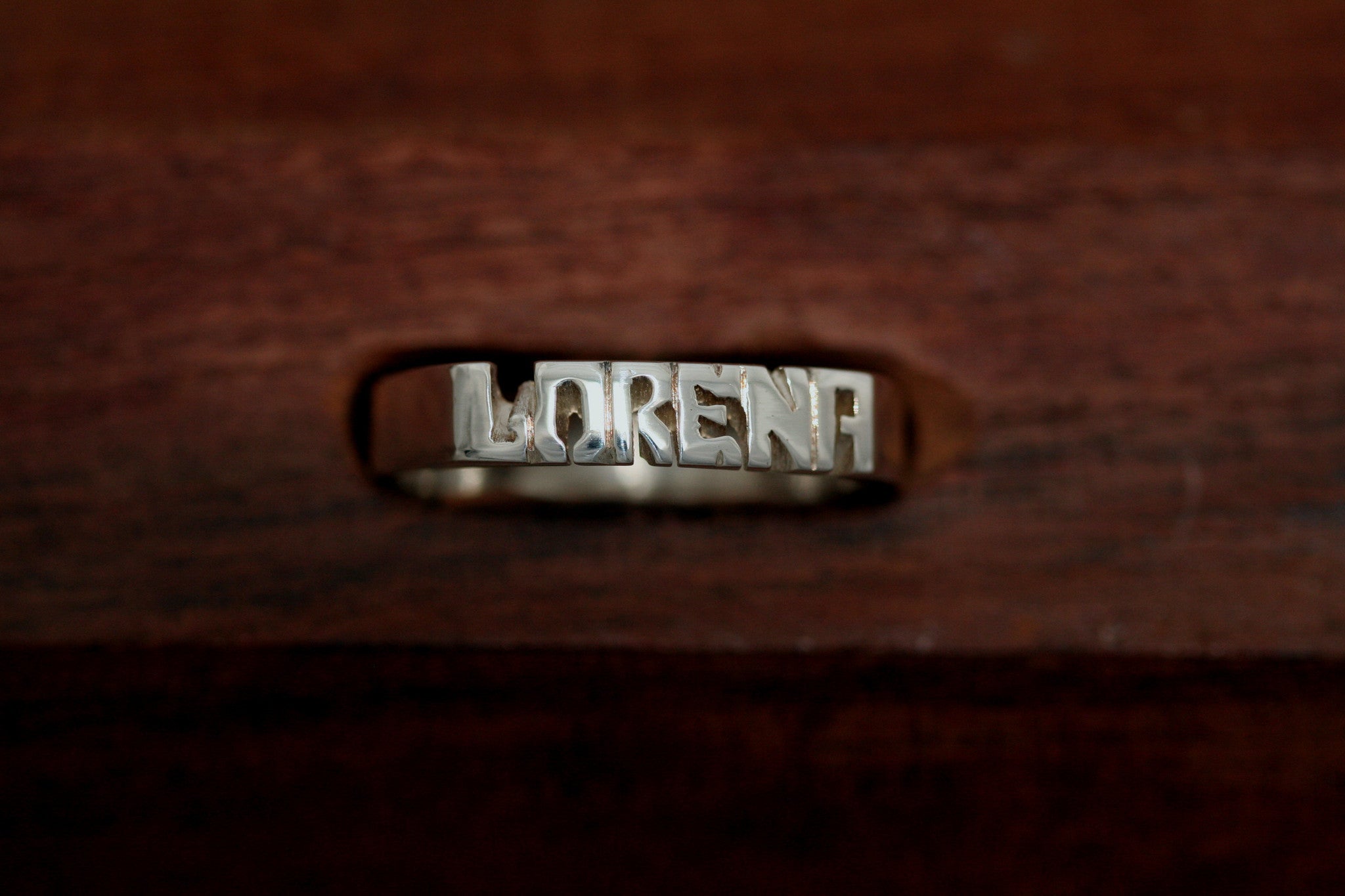 Handcarved Thin Sterling Silver Ring