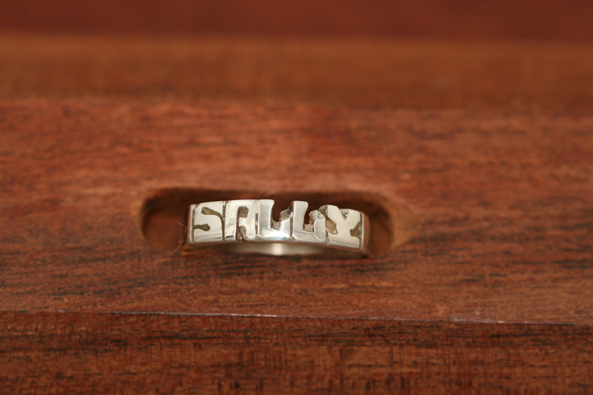 Handcarved Thin Sterling Silver Ring