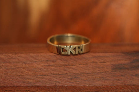 Handcarved Wedding Band Ring in Brass