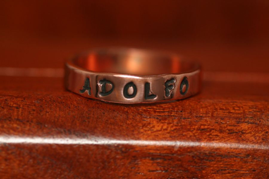Wedding Band Ring in Copper-Stamped