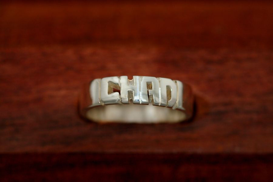 Handcarved Wedding Band Ring in Sterling