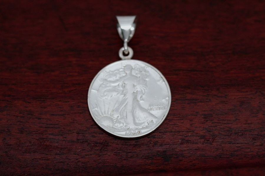 Walking Lady Silver Half Dollar Coin Pendant
