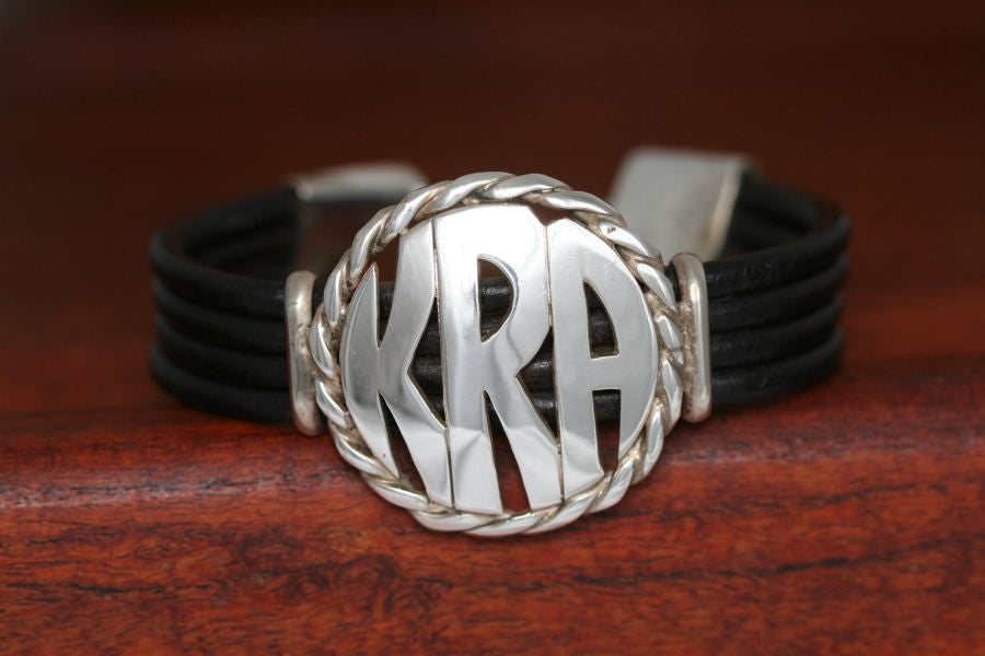 Extra Large Monogram Charm with Rope Trim on a Casual Upscale Bracelet